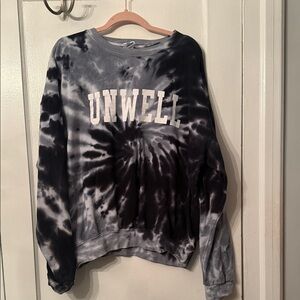 Unwell Black and Gray Tie-Dye Women's Crew Neck Sweater